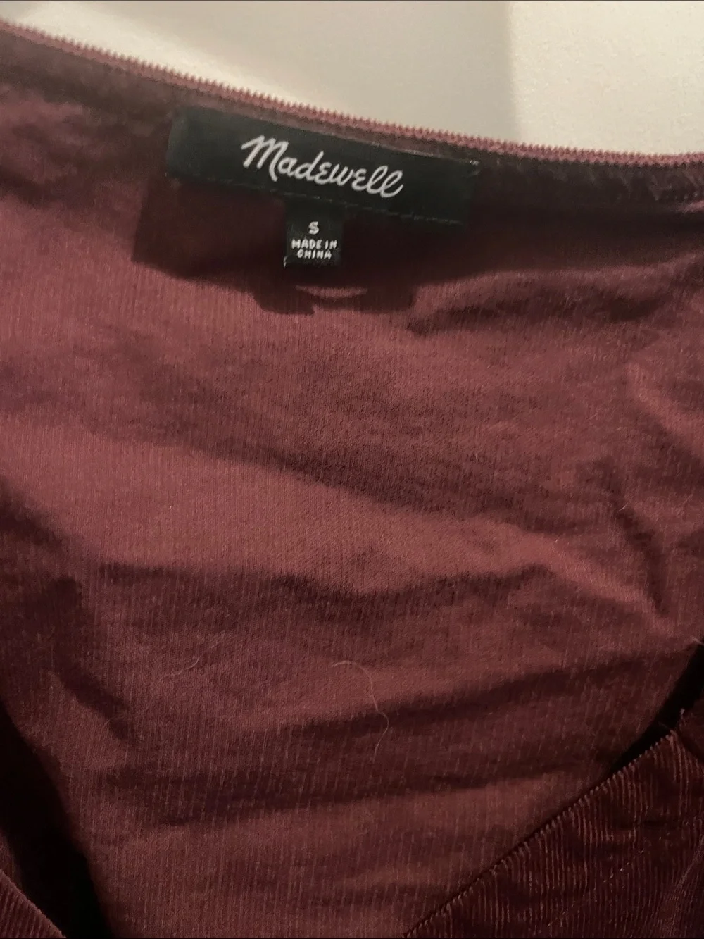 Madewell Burgundy Wrap Puff-Sleeve Top